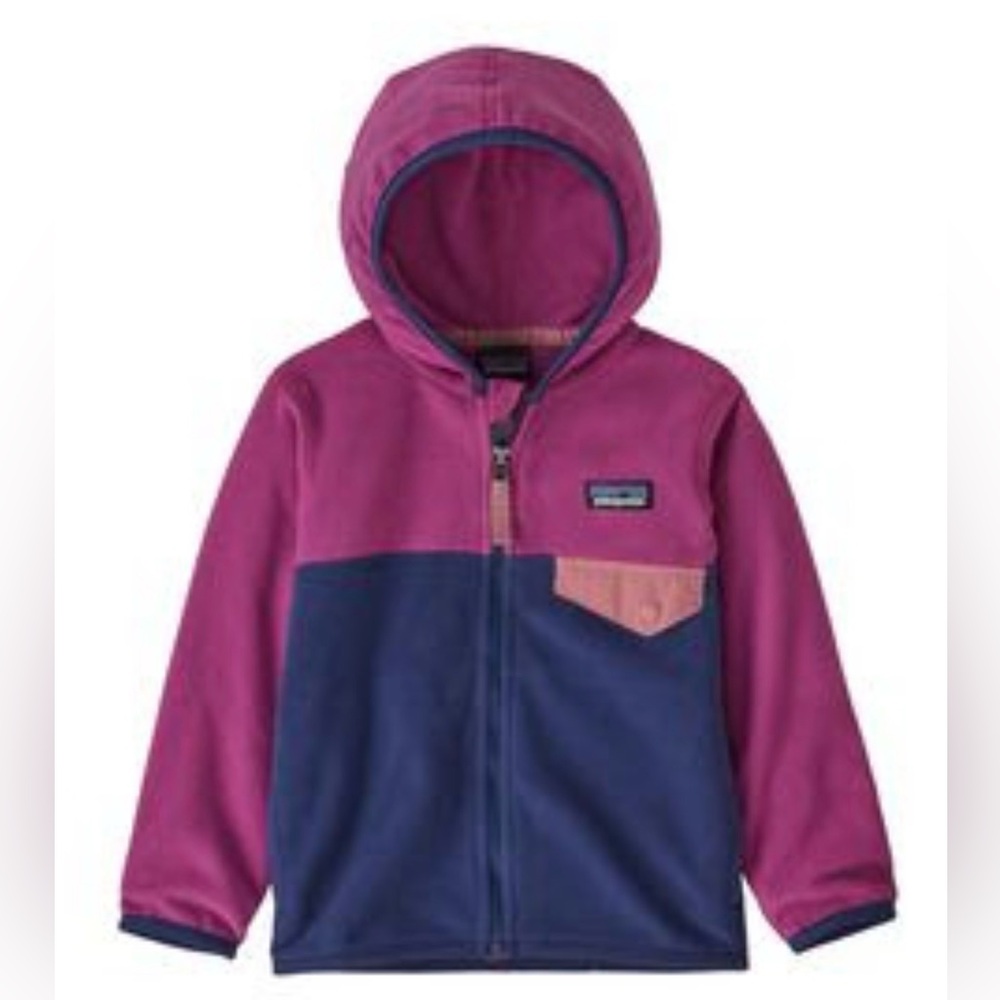 patagonia Kids Purple and Blue Fleece Hoodie 5T euc